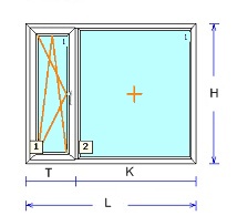 Kombi PVC ikkuna - 3 e.lasia 1500 x 1200