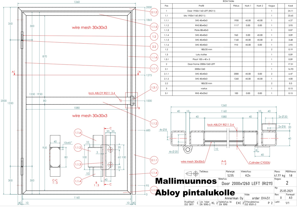 Teräsverkko-portti, sinkittyä terästä