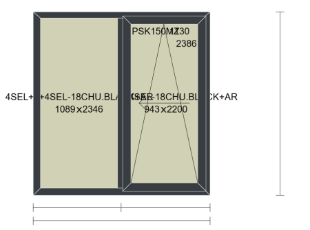 (image for) Sliding door 24 x 21, 3 glass, RAL7016