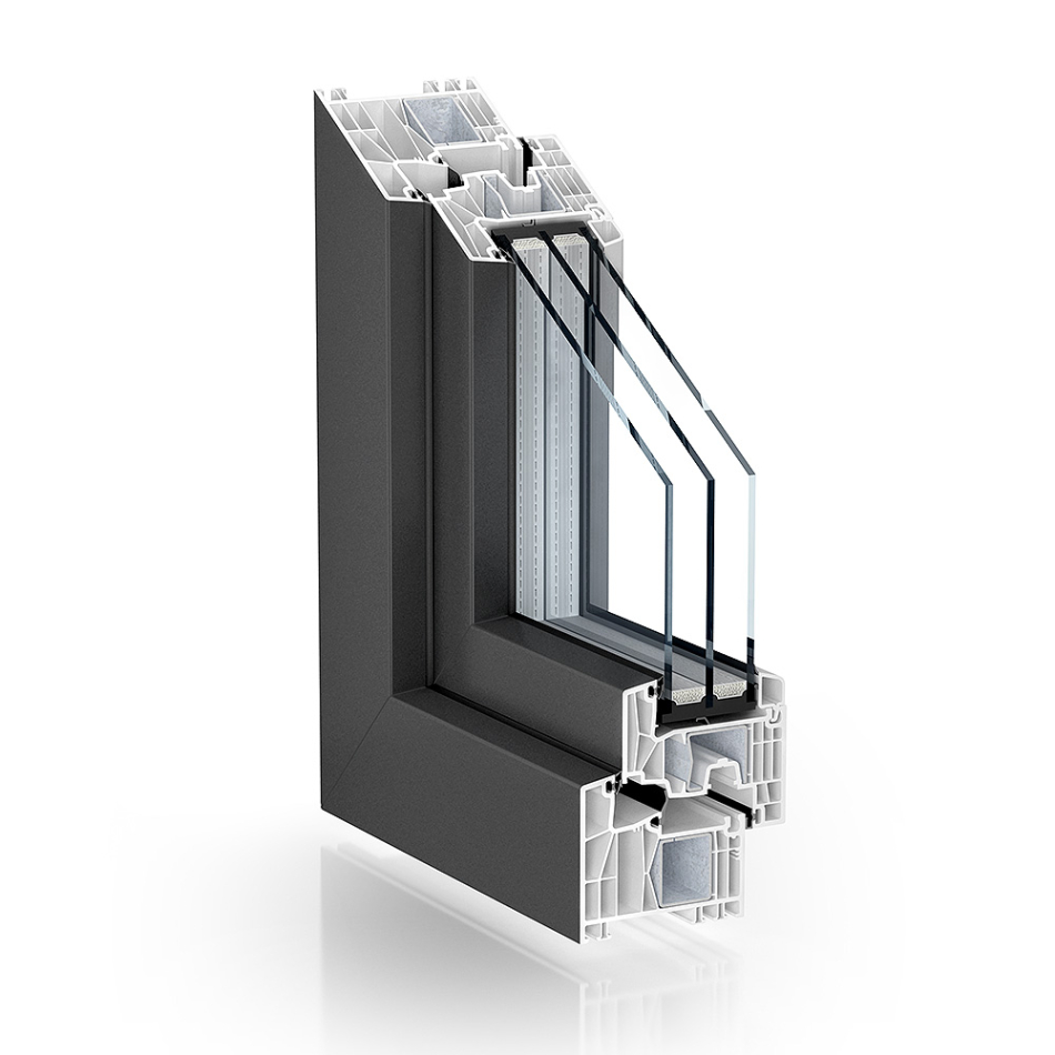 Modal Additional Images for Patio door with window 24 x 21   PVC 3 glass RAL7016