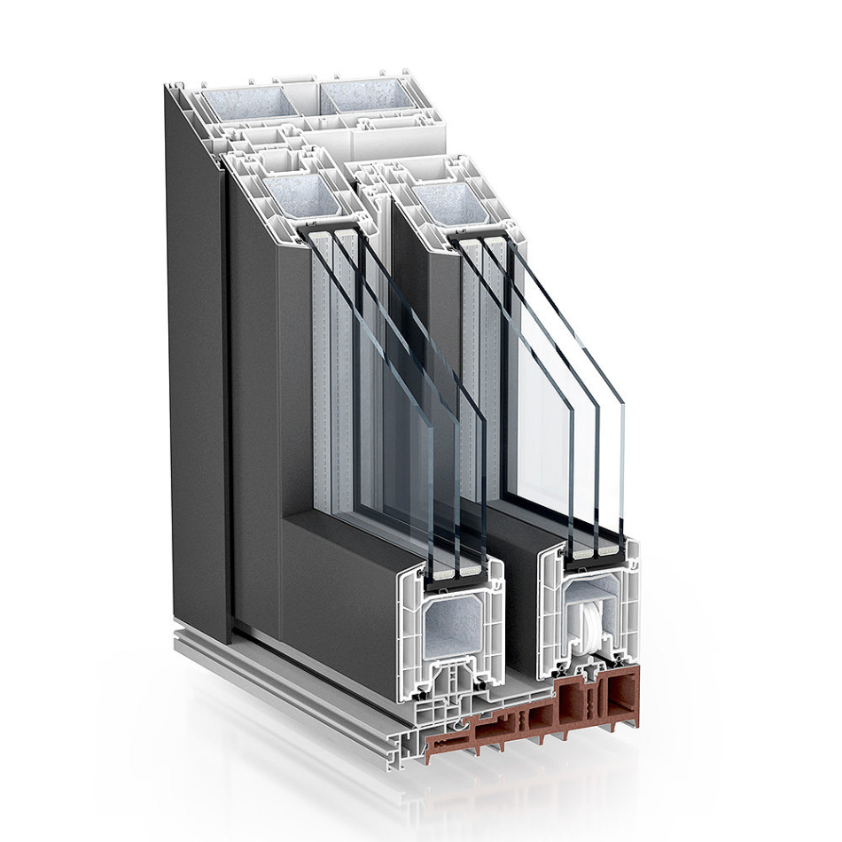 Parallel-Sliding door 30 x 21,  3 glass, PVC Premidoor 88