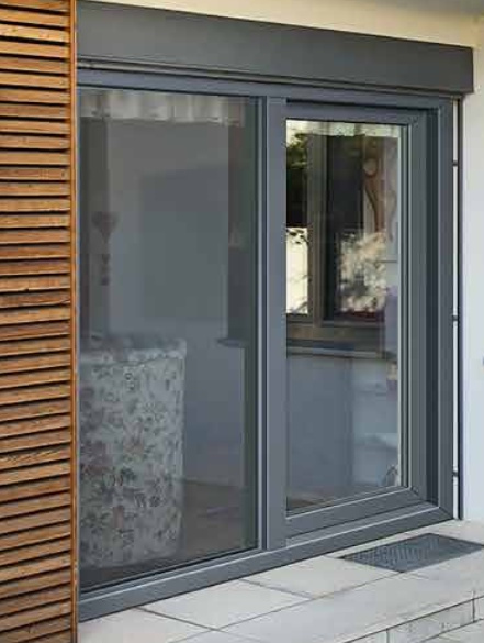 Sliding door 24 x 21,  3 glass, RAL7016